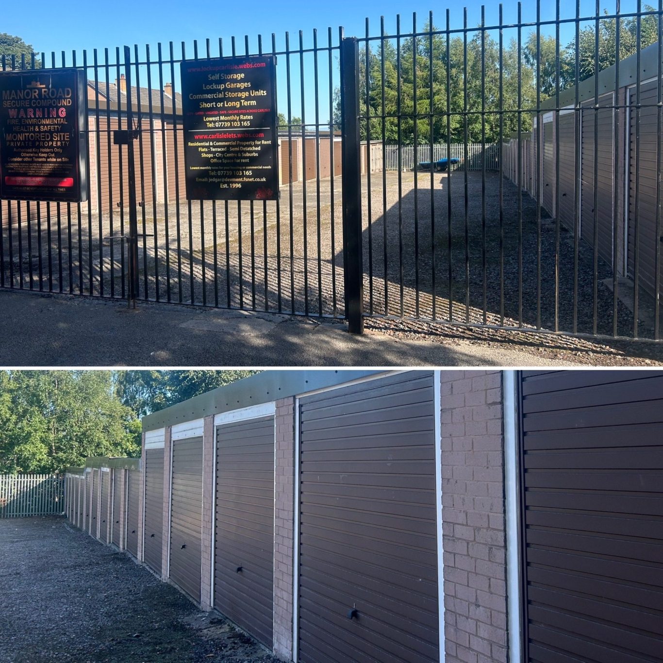 a selection of lock up garages within a gated compound